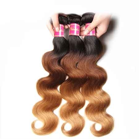 Idolra Hair Body Wave Ombre Hair 1 Bundle 3 Tone Color Human Hair Extensions For Sale